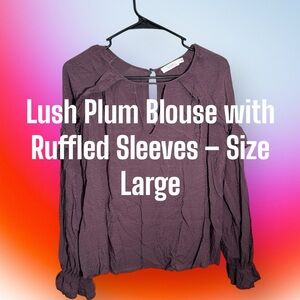 Lush Plum Blouse with Ruffled Sleeves